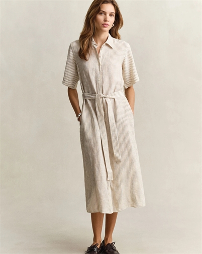 Gant - Striped Skjorte Kjole - Oat Beige